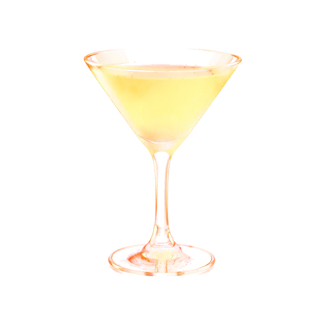 Applejack cocktail: pale yellow-green drink in a V-shaped martini glass