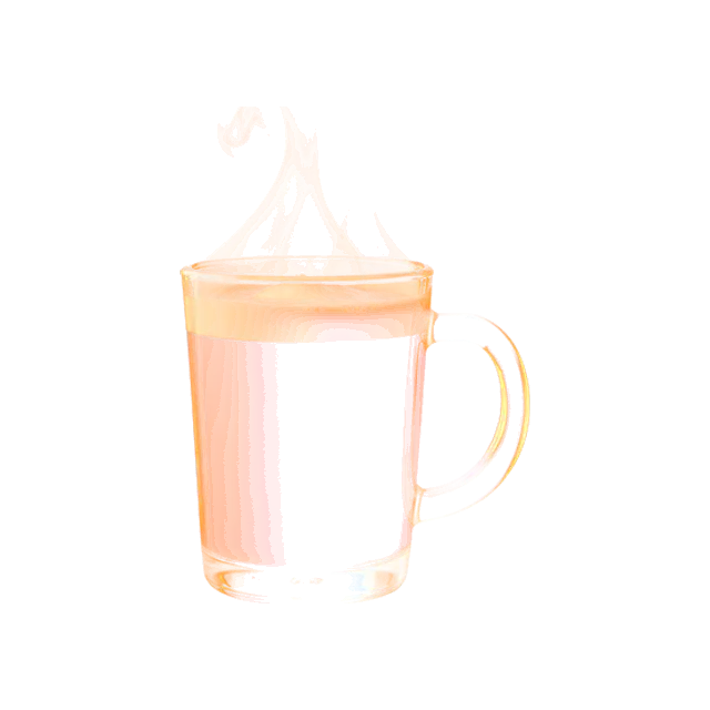 Brigadier cocktail: steaming rich dark hot chocolate in a clear glass mug with a handle