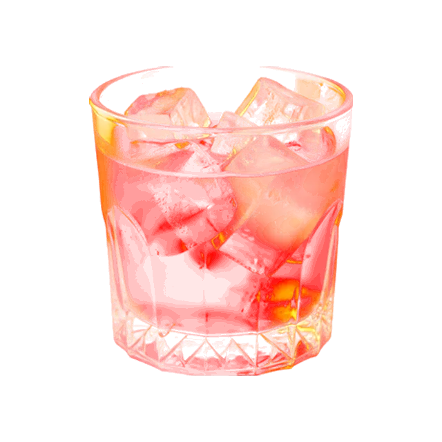 Royal Flush cocktail: red drink over ice in a crystal rocks glass