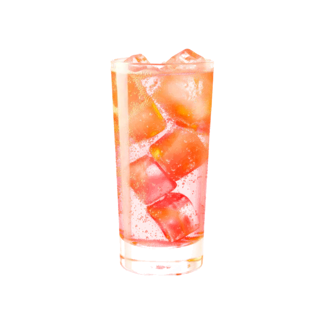 Zambeer cocktail: sparkling red-orange drink over ice in a highball glass